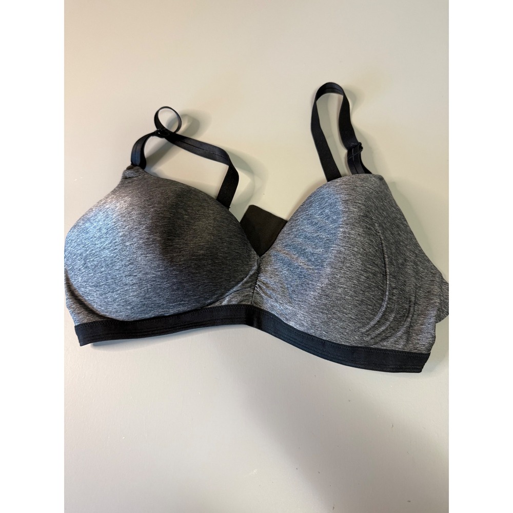 Warners All You Need Wire-Free Bra Heather Gray Black Trim 40C RN3281A